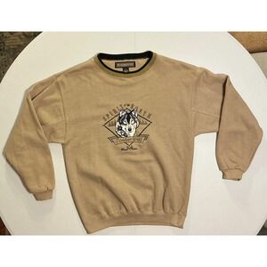 Headwaters Timber Wolf Spirit of the North Crewneck Sweatshirt Mens M Tan